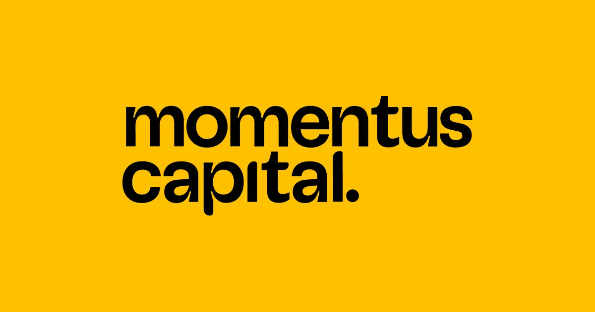 Momentus Capital lantern colored logo centered on a black background.