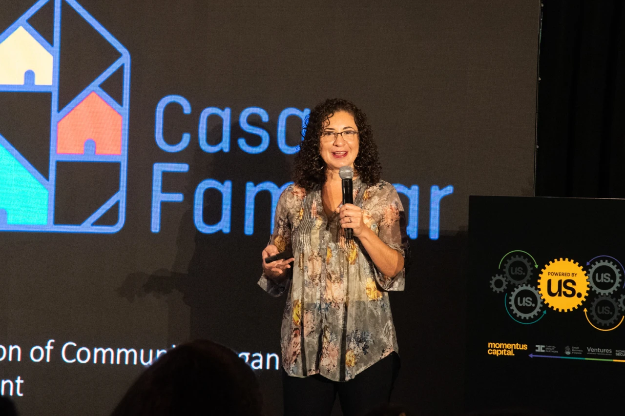 Lisa Cuestas, CEO of Casa Familiar in San Ysidro, provided Momentus Capital's staff meeting keynote.