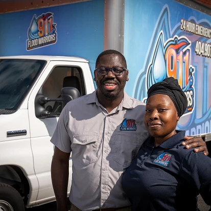 911 Flood Warriors, seen here posing with their company vehicle, received an SBA 7(a) Community Advantage loan from CDC Small Business Finance in 2025.